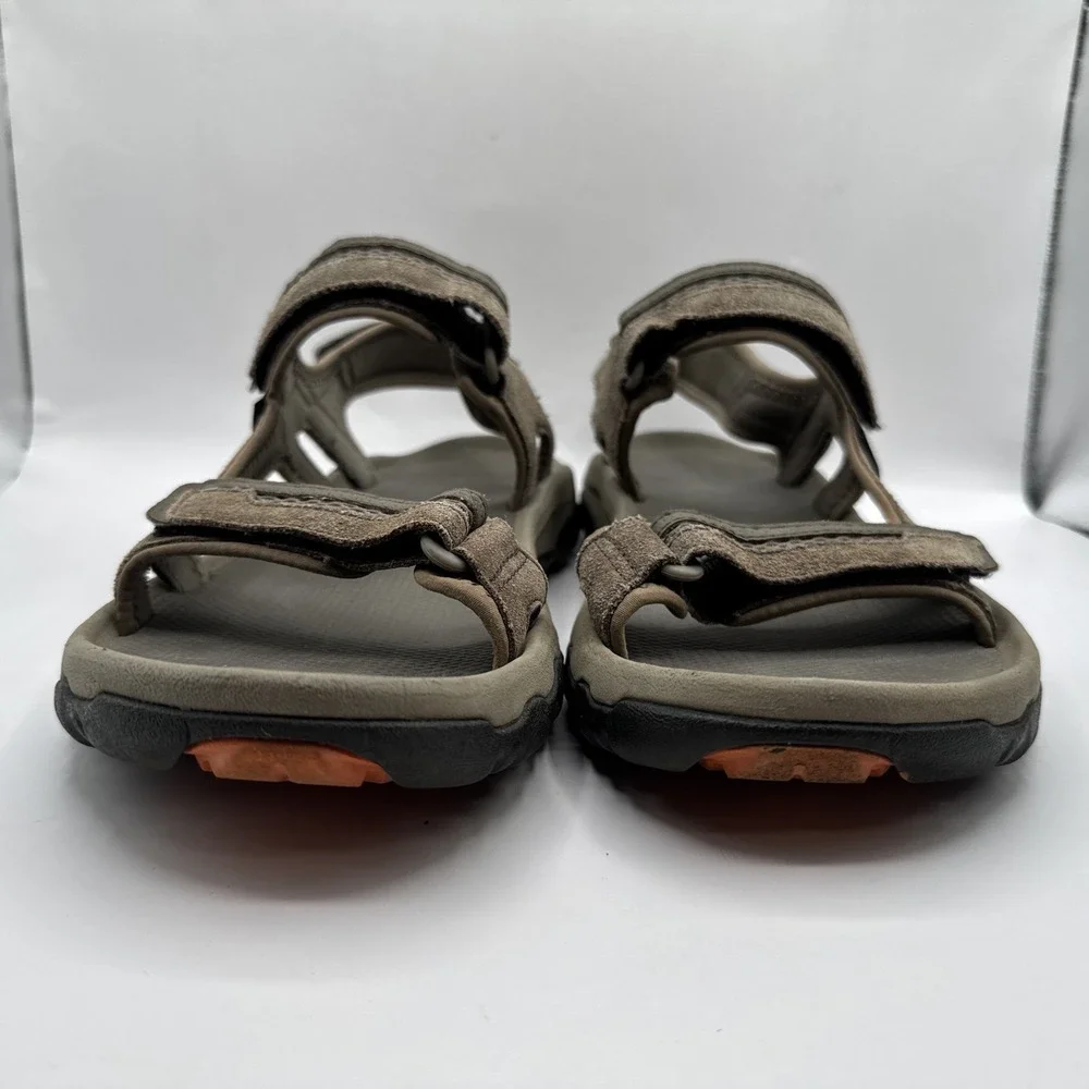 Teva Hudson Sandals Mens Sz 13 Suede Leather Green Gray 3 Adj  Straps Hiking‎